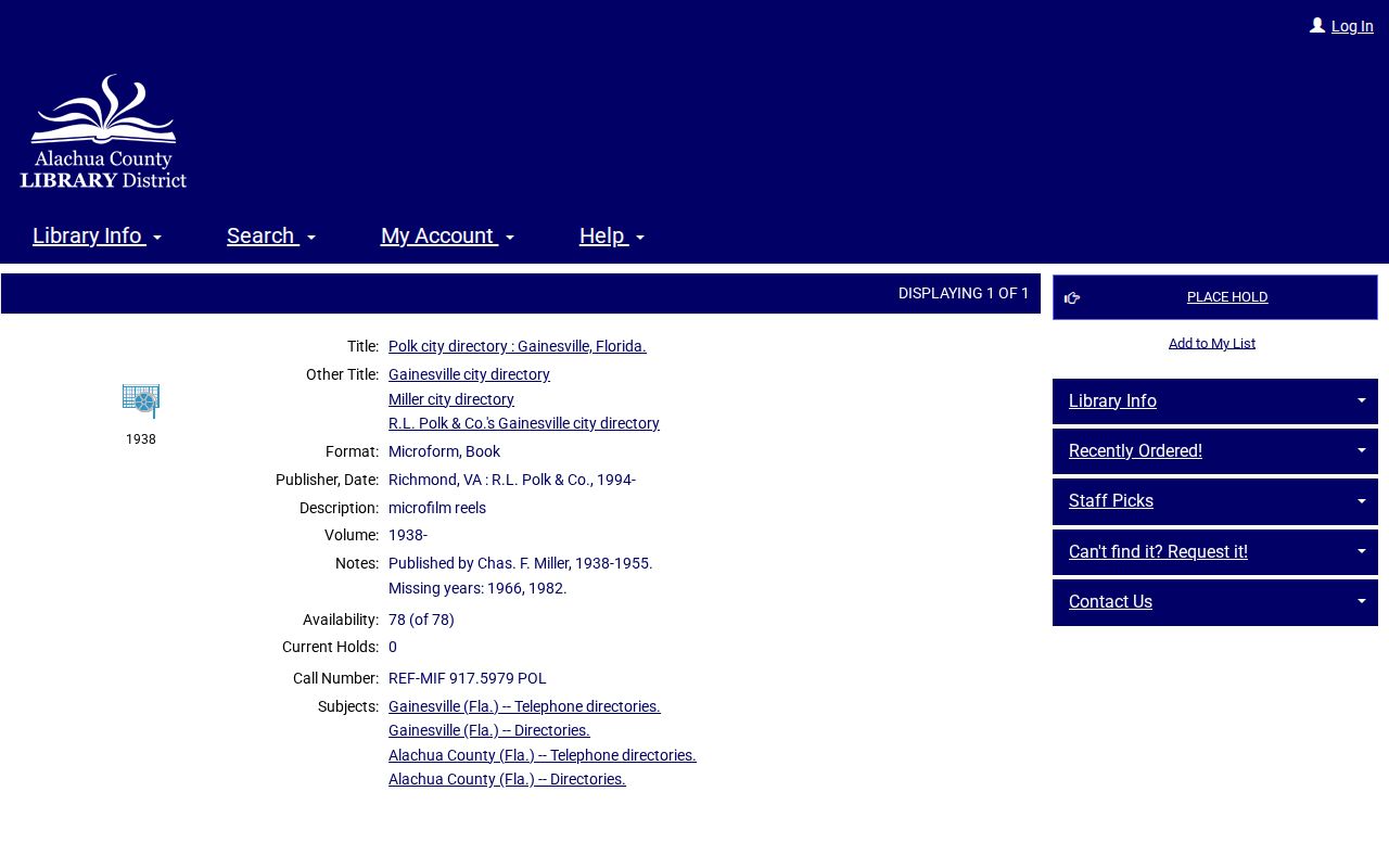 Gainesville city directory Polk catalog record