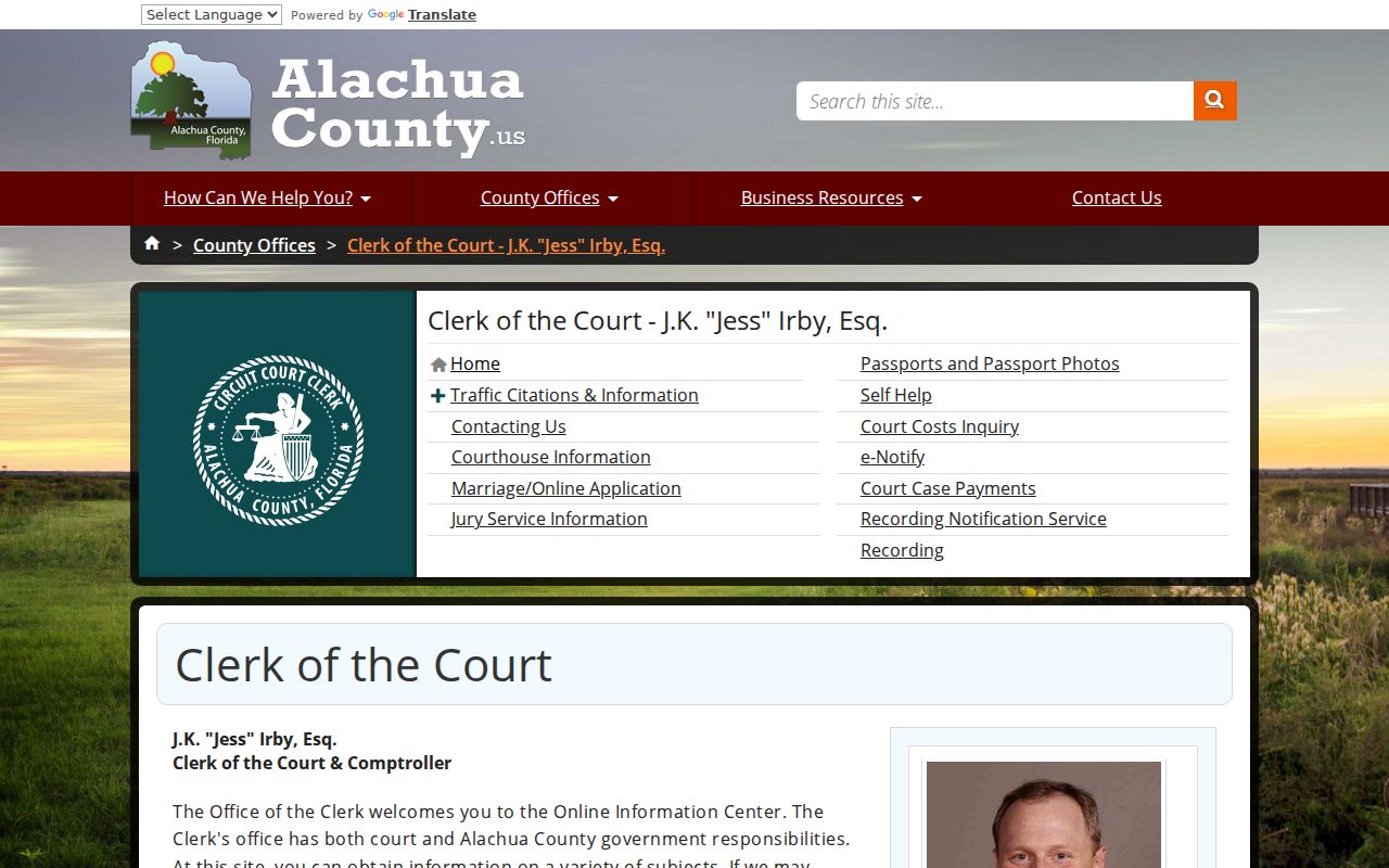 Gainesville previous residents Alachua County Clerk office