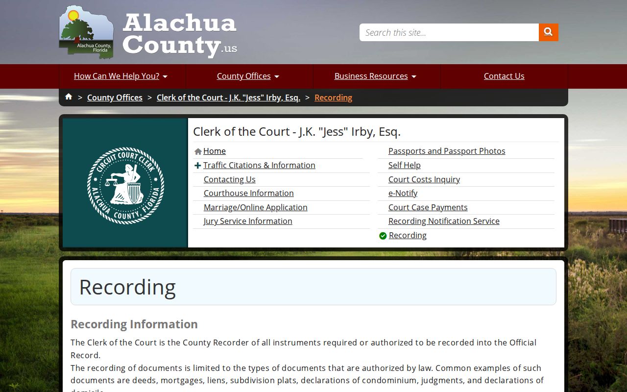 Gainesville street directory Clerk recording guidance