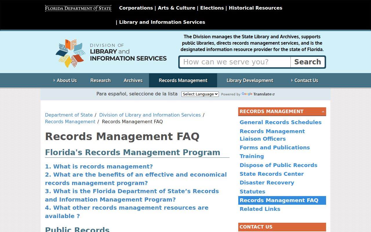 Florida records management guidance for Gainesville ZIP based requests